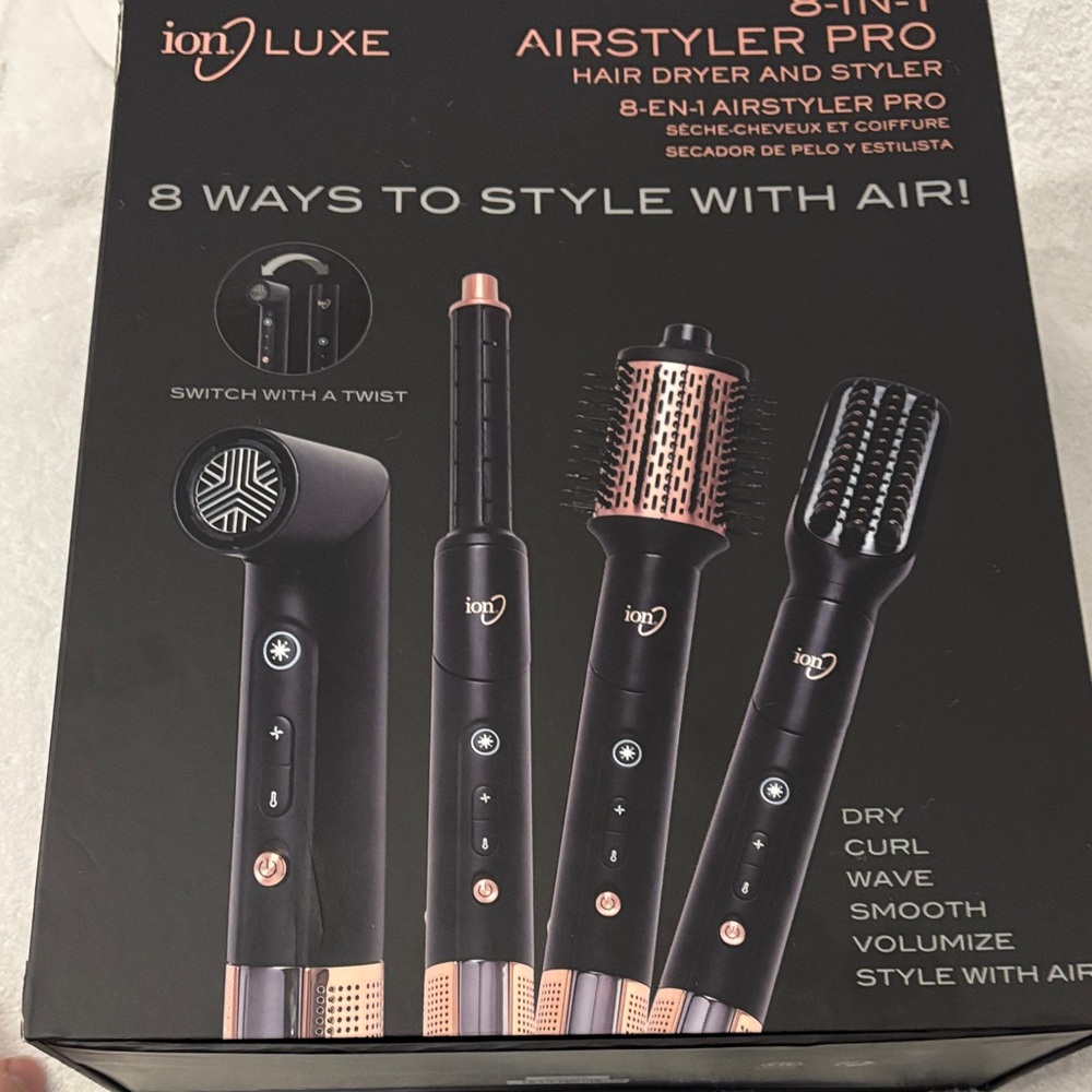 Ion Luxe 8-in-1 Hair Dryer and Styler - Black and Gold